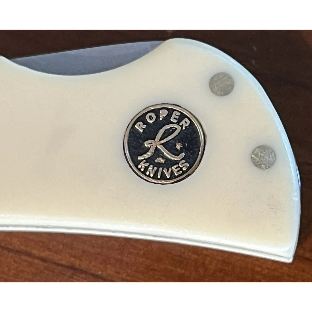 Roper Knives Tumbleweed, Stainless Plain Blade, Cream Yellow Delrin‎ Handle